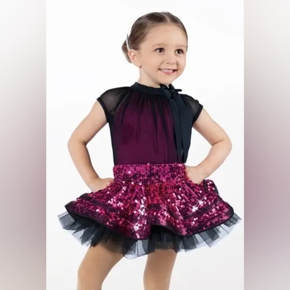 Weissman Showtime Bad At Love Pink and Black Dance Costume Size IC Style # 12052 - Picture 2 of 7